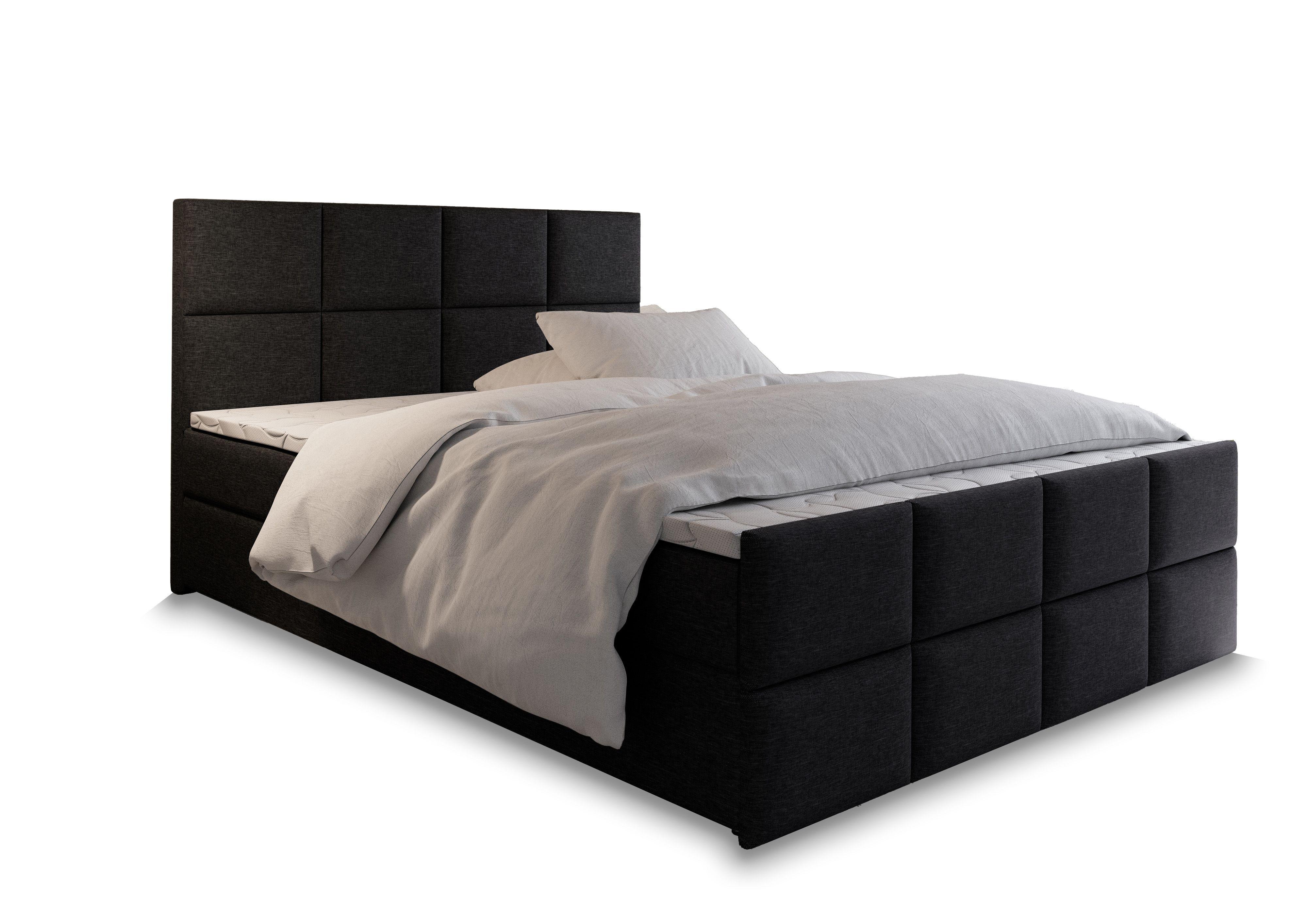 Wohnli Möbelsuche - BOXBETT ARIEL 160x200 cm mit Matratze und Topper - Schwarz