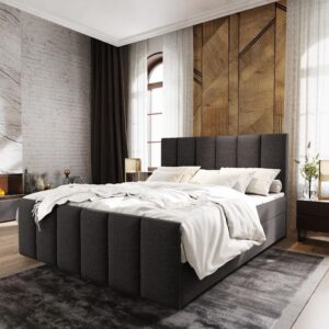 wohnli-moebel-suche-800000651562-1 BOXBETT LAGO 160x200 cm mit Matratze und Topper - Grau Holz MASSENO Möbel > Betten > Boxspringbetten Grau