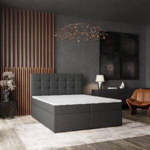wohnli-moebel-suche-800000651566-1 BOXBETT PALMA 140x200 cm mit Matratze und Topper - Grau Holz MASSENO Möbel > Betten > Boxspringbetten Grau