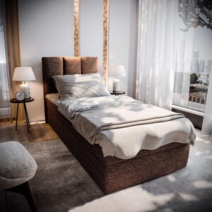 BOXBETT MERIL 80 80x200 cm mit Matratze und Topper - Braun Holz MASSENO Möbel > Betten > Boxspringbetten Braun