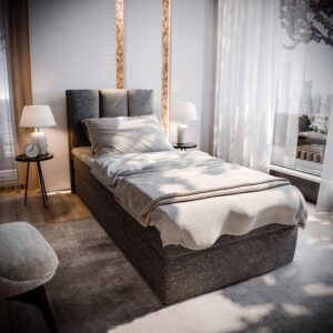 wohnli-moebel-suche-800000651585-1 BOXBETT MERIL 80 80x200 cm mit Matratze und Topper - Grau Holz MASSENO Möbel > Betten > Boxspringbetten Grau