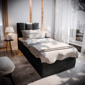 wohnli-moebel-suche-800000651592-1 BOXBETT MERIL 100 100x200 cm mit Matratze und Topper - Schwarz Holz MASSENO Möbel > Betten > Boxspringbetten Schwarz