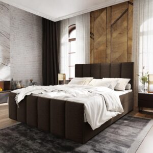 wohnli-moebel-suche-800000651595-1 BOXBETT LAGO 160x200 cm mit Matratze und Topper - Braun Holz MASSENO Möbel > Betten > Boxspringbetten Braun