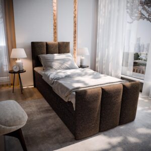 wohnli-moebel-suche-800000651597-1 BOXBETT LAGO 80 80x200 cm mit Matratze und Topper - Braun Holz MASSENO Möbel > Betten > Boxspringbetten Braun