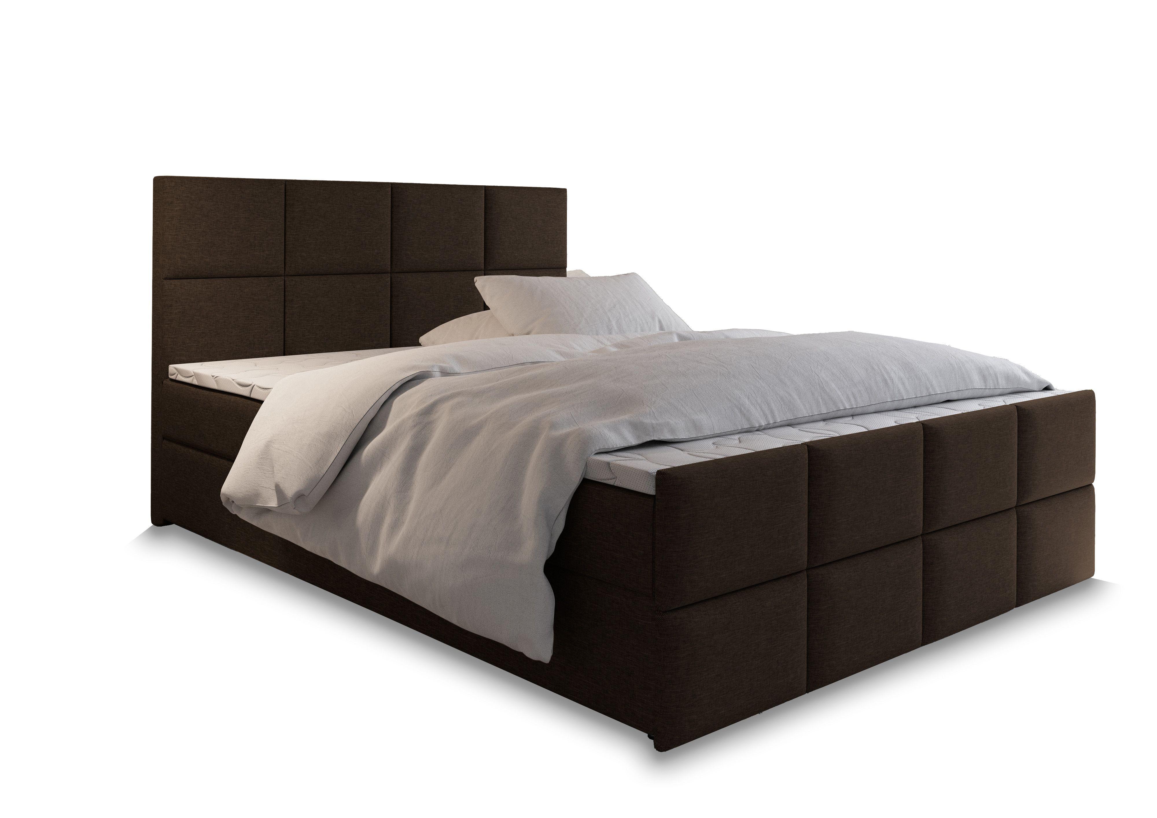 Wohnli Möbelsuche - BOXBETT ARIEL 140x200 cm mit Matratze und Topper - Braun