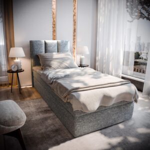 wohnli-moebel-suche-800000651621-1 BOXBETT MERIL 80 80x200 cm mit Matratze und Topper - Hellgrau Holz MASSENO Möbel > Betten > Boxspringbetten Grau