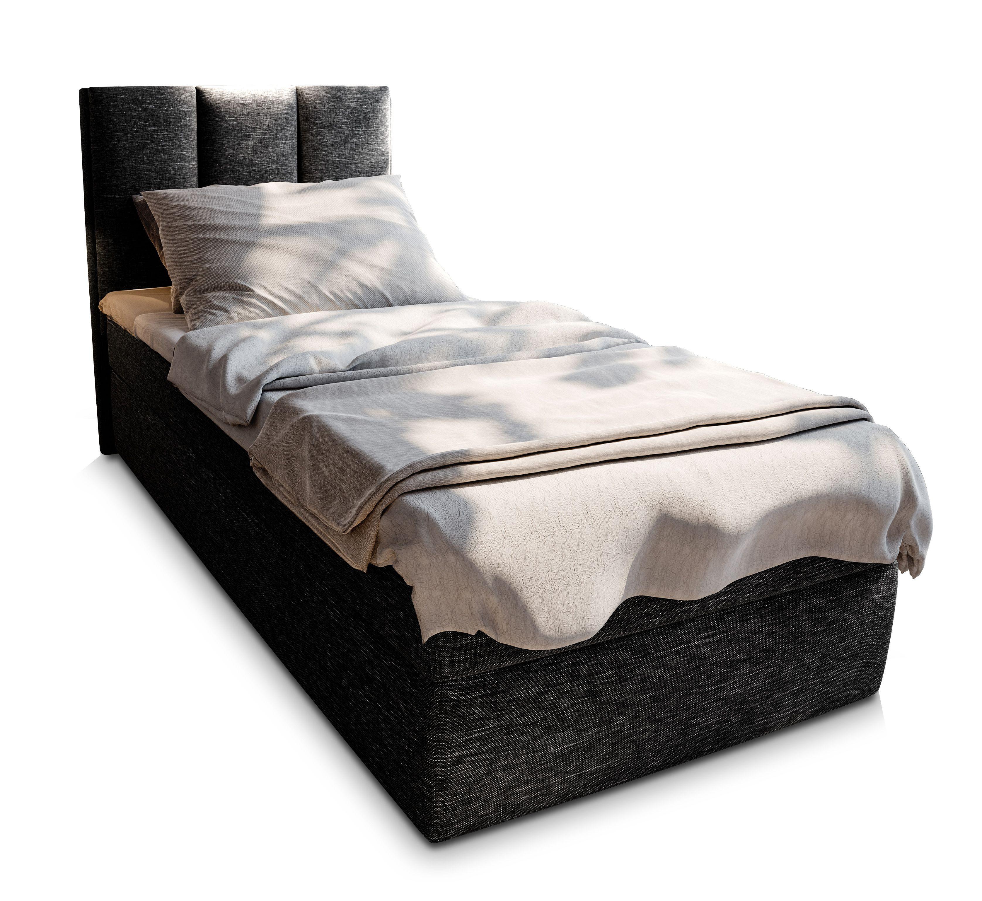 wohnli-moebel-suche-800000651628 Wohnli Möbelsuche - BOXBETT MERIL 80 80x200 cm mit Matratze und Topper - Schwarz