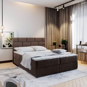 wohnli-moebel-suche-800000651634-1 BOXBETT KERLO 140x200 cm mit Matratze und Topper - Braun Holz MASSENO Möbel > Betten > Boxspringbetten Braun