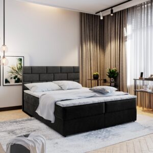 BOXBETT KERLO 140x200 cm mit Matratze und Topper - Schwarz Holz MASSENO Möbel > Betten > Boxspringbetten Schwarz