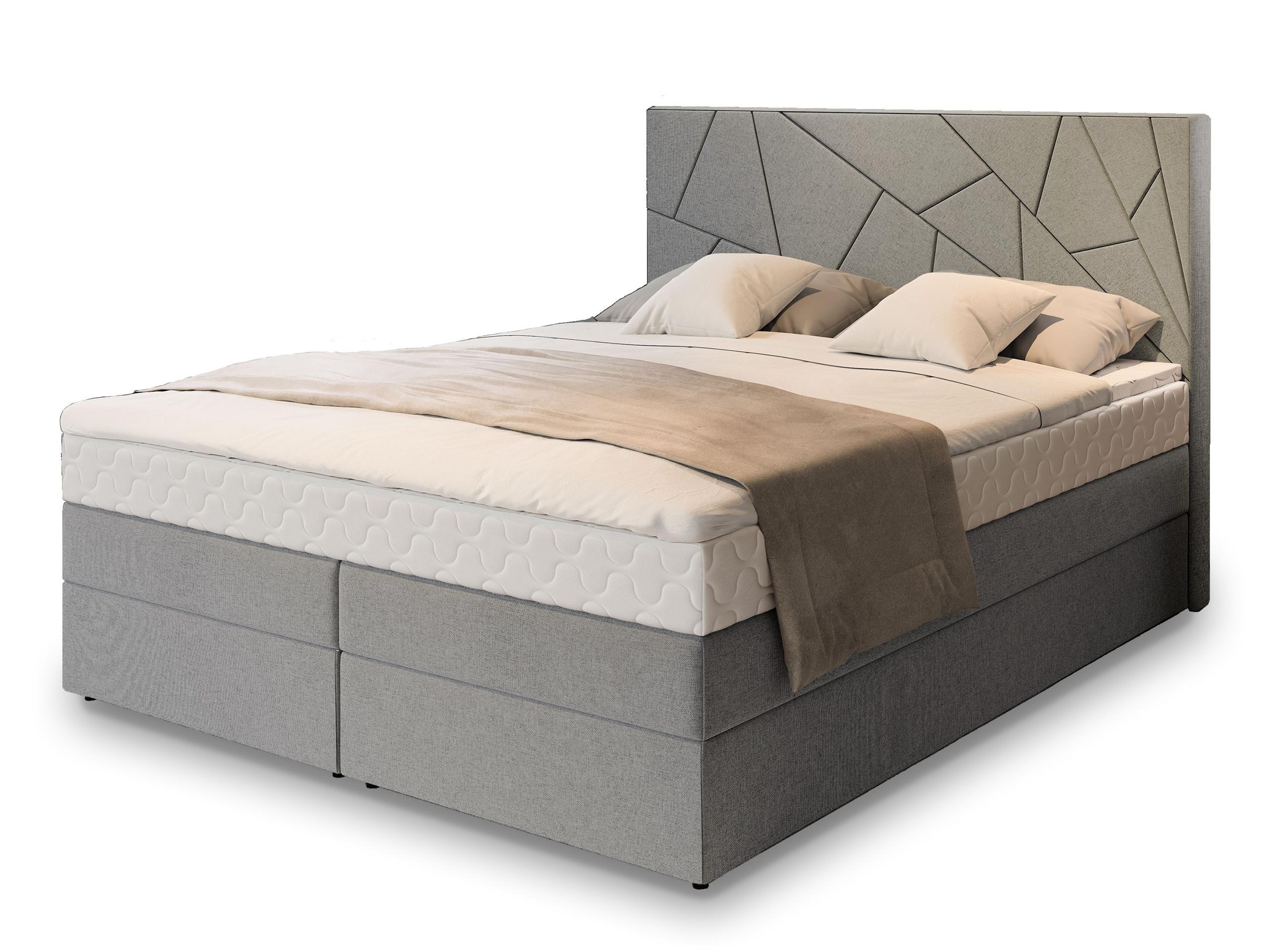 Wohnli Möbelsuche - BOXBETT TRANI 180x200 cm mit Matratze und Topper - Hellgrau