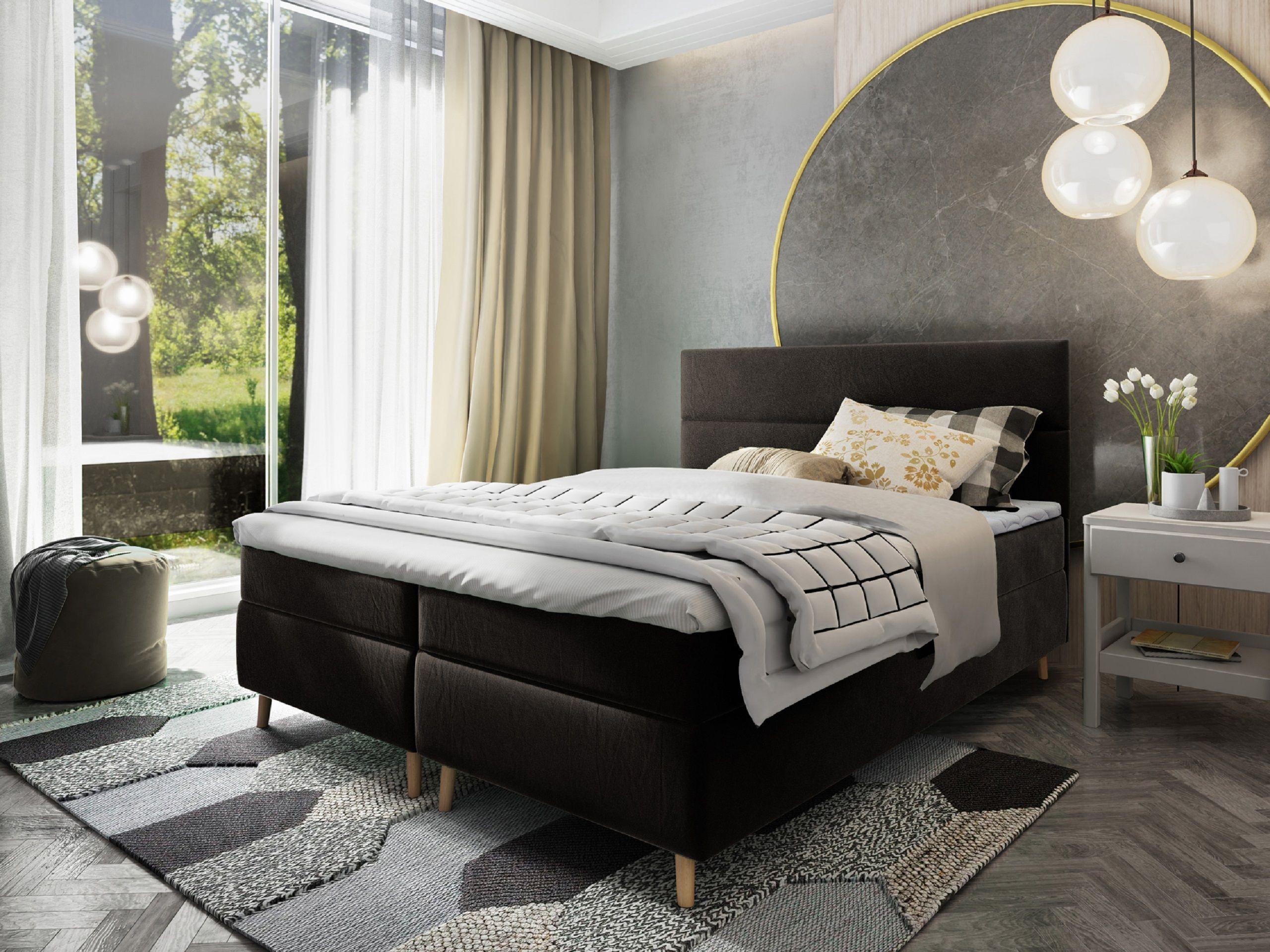 wohnli-moebel-suche-800000651680-1 BOXBETT SANTA 160x200 cm mit Matratze und Topper - Schwarz Holz MASSENO Möbel > Betten > Boxspringbetten Schwarz