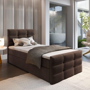 wohnli-moebel-suche-800000651684-1 BOXBETT AMON 80 80x200 cm mit Matratze und Topper - Braun Holz MASSENO Möbel > Betten > Boxspringbetten Braun