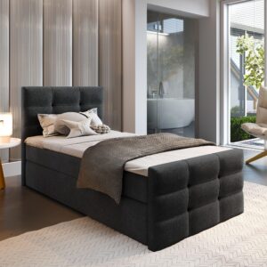 wohnli-moebel-suche-800000651693-1 BOXBETT AMON 80 80x200 cm mit Matratze und Topper - Schwarz Holz MASSENO Möbel > Betten > Boxspringbetten Schwarz