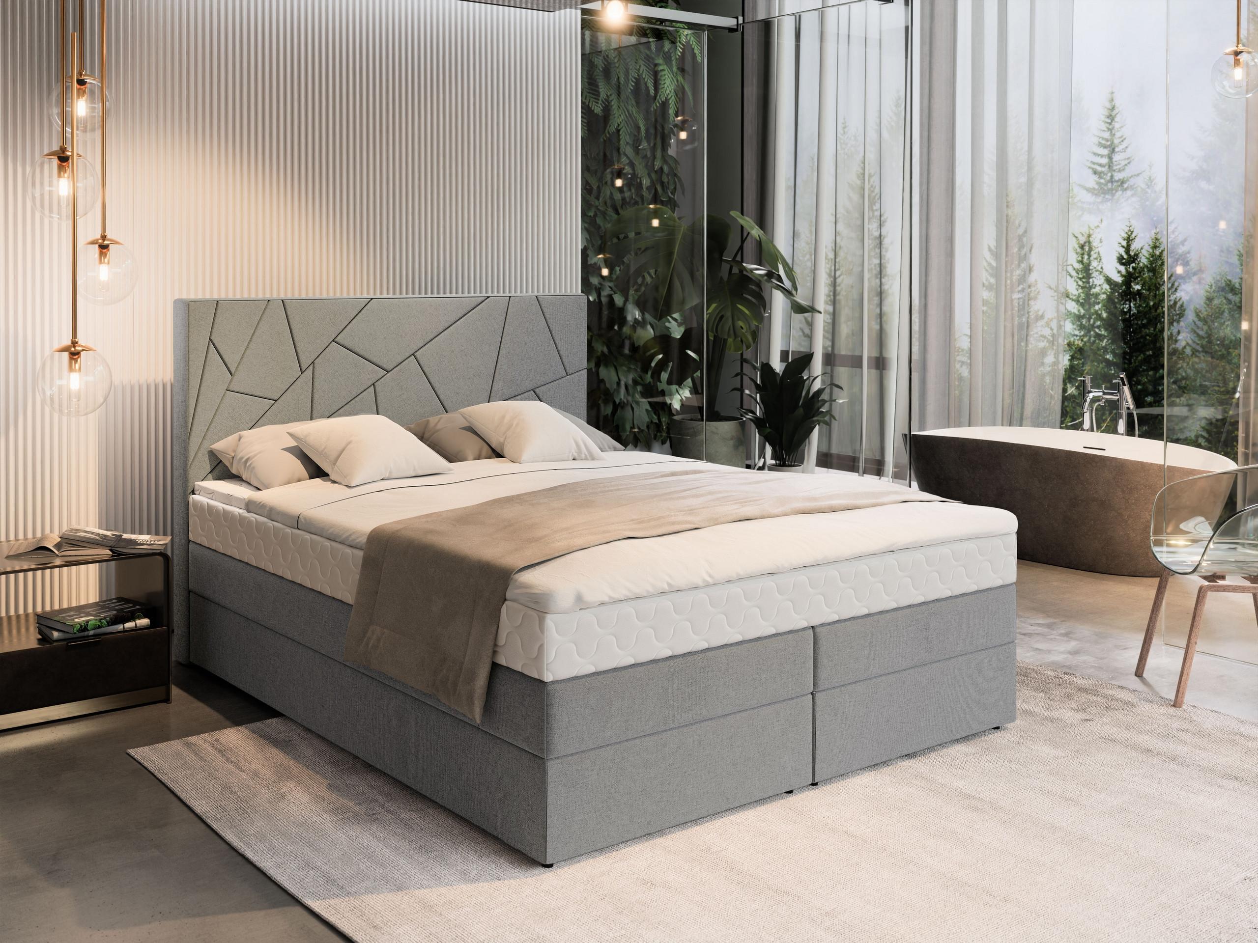 wohnli-moebel-suche-800000651710-1 BOXBETT TRANI 140x200 cm mit Matratze und Topper - Hellgrau Holz MASSENO Möbel > Betten > Boxspringbetten Grau