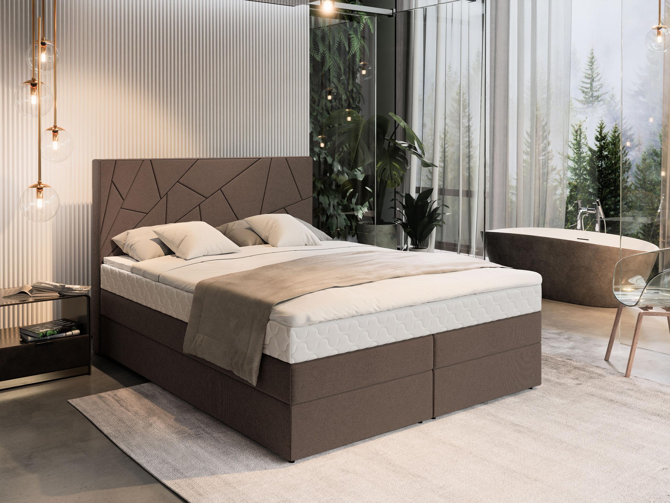 wohnli-moebel-suche-800000651719-1 BOXBETT TRANI 140x200 cm mit Matratze und Topper - Braun Holz MASSENO Möbel > Betten > Boxspringbetten Braun