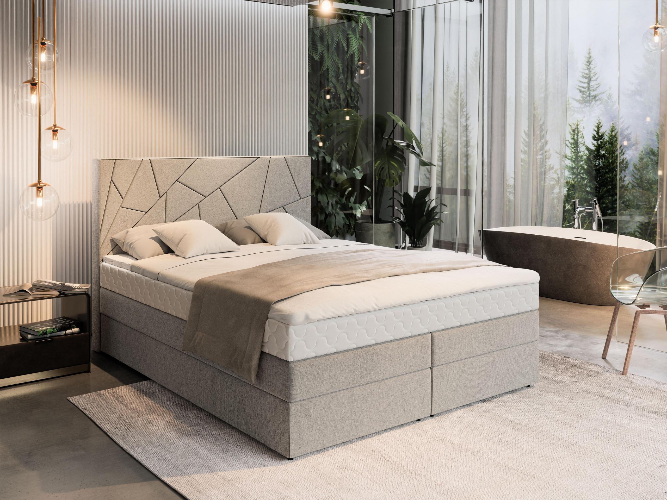 wohnli-moebel-suche-800000651720-1 BOXBETT TRANI 160x200 cm mit Matratze und Topper - Beige Holz MASSENO Möbel > Betten > Boxspringbetten Beige