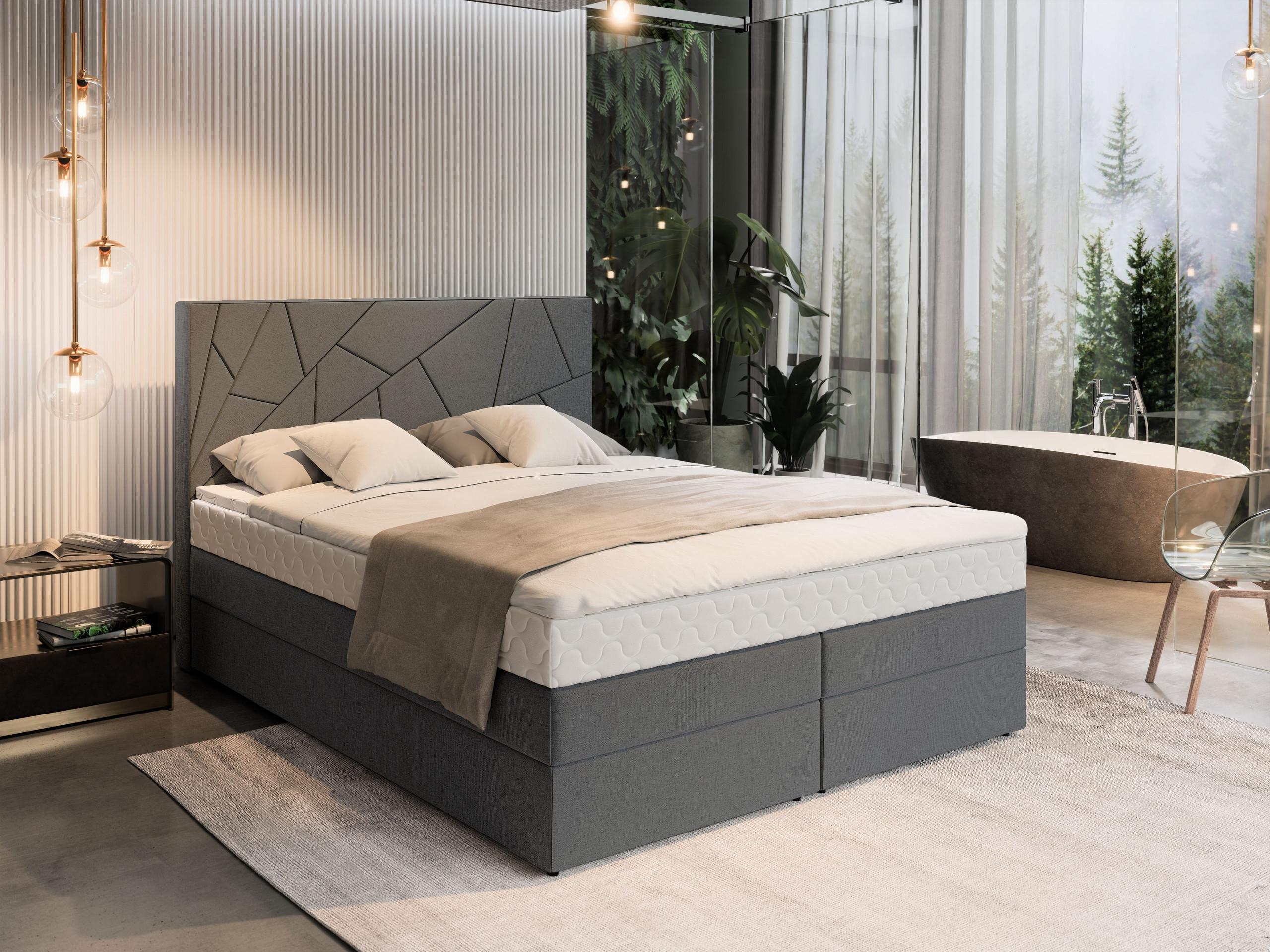 BOXBETT TRANI 180x200 cm mit Matratze und Topper - Grau Holz MASSENO Möbel > Betten > Boxspringbetten Grau