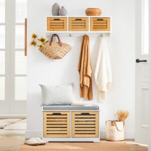 SCHUHBANK Weiß-Natur Holzwerkstoff SoBuy Garderoben > Garderobenbänke Weiß