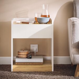 NACHTTISCH Weiß-Natur Holz, Holzwerkstoff SoBuy Möbel > Kommoden & Schubladenschränke > Nachttische Weiß