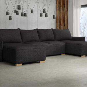 wohnli-moebel-suche-800000656592-1 WOHNLANDSCHAFT Focus U Textil MIRJAN24 Möbel > Sofas & Couches > Wohnlandschaften > Wohnlandschaften U-Form Schwarz
