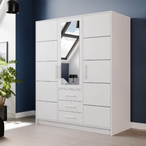 wohnli-moebel-suche-800000660660-1 DREHTÜRENSCHRANK Bali D3 Holzwerkstoff MIRJAN24 Möbel > Schränke > Kleiderschränke > Drehtürenschränke Weiß