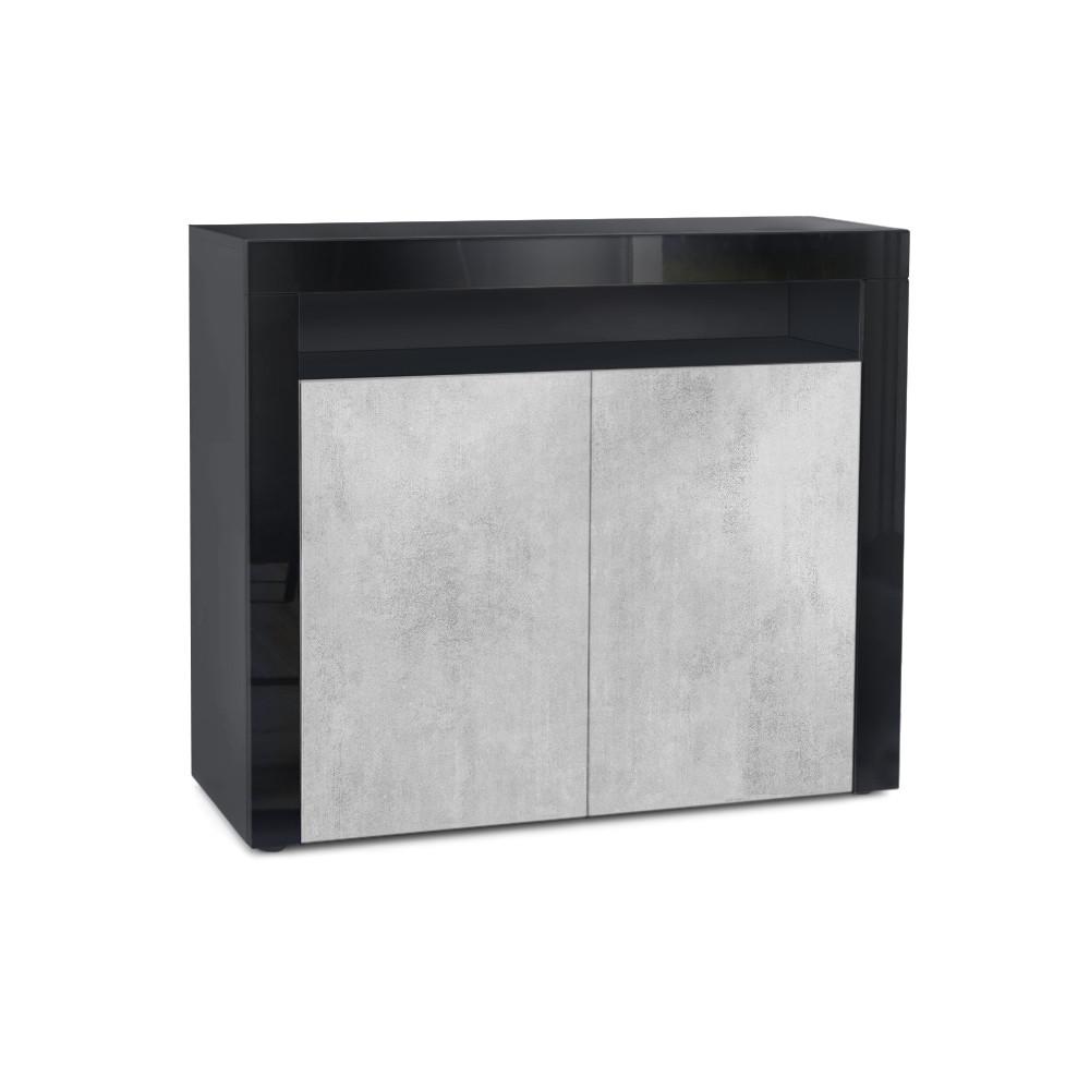 Wohnli Möbelsuche - KOMMODE Valencia Beton Oxid Optik/ Schwarz Hochglanz
