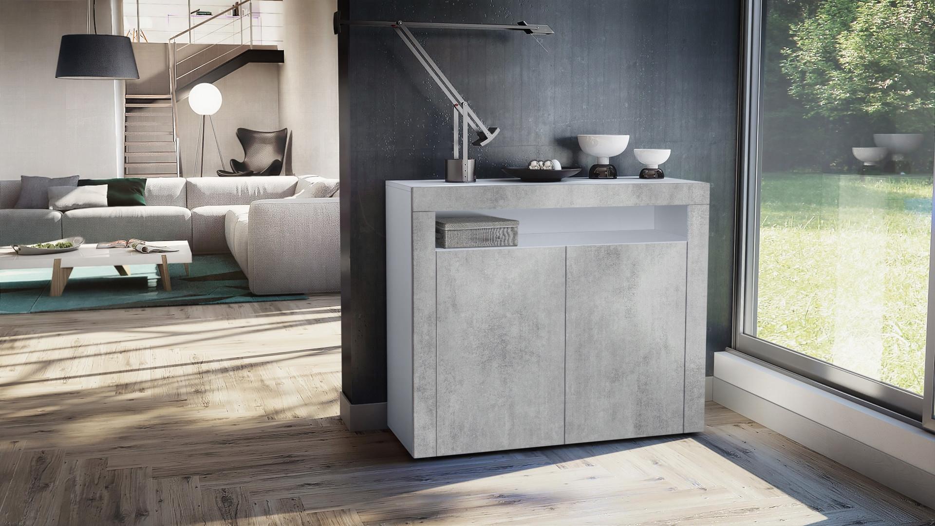 wohnli-moebel-suche-800000661200-1 KOMMODE Valencia Beton Oxid Optik / Beton Oxid Optik Holzwerkstoff Vladon Möbel > Kommoden & Schubladenschränke > Kommoden Grau