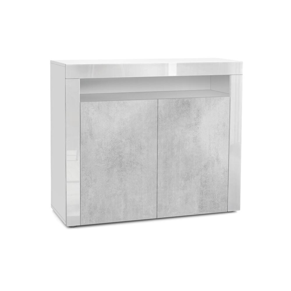 Wohnli Möbelsuche - KOMMODE Valencia Beton Oxid Optik/ Weiß Hochglanz