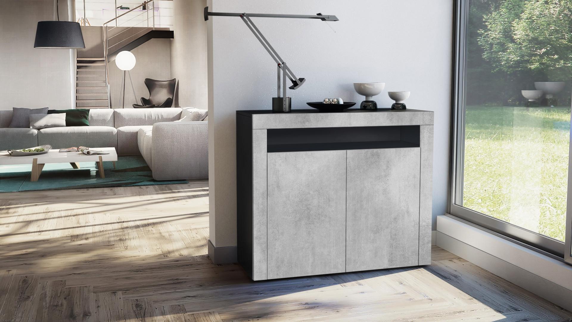 wohnli-moebel-suche-800000661238-1 KOMMODE Valencia Beton Oxid Optik/ Beton Oxid Optik Holzwerkstoff Vladon Möbel > Kommoden & Schubladenschränke > Kommoden Grau
