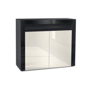 Wohnli Möbelsuche - KOMMODE Valencia Creme Hochglanz / Schwarz Hochglanz