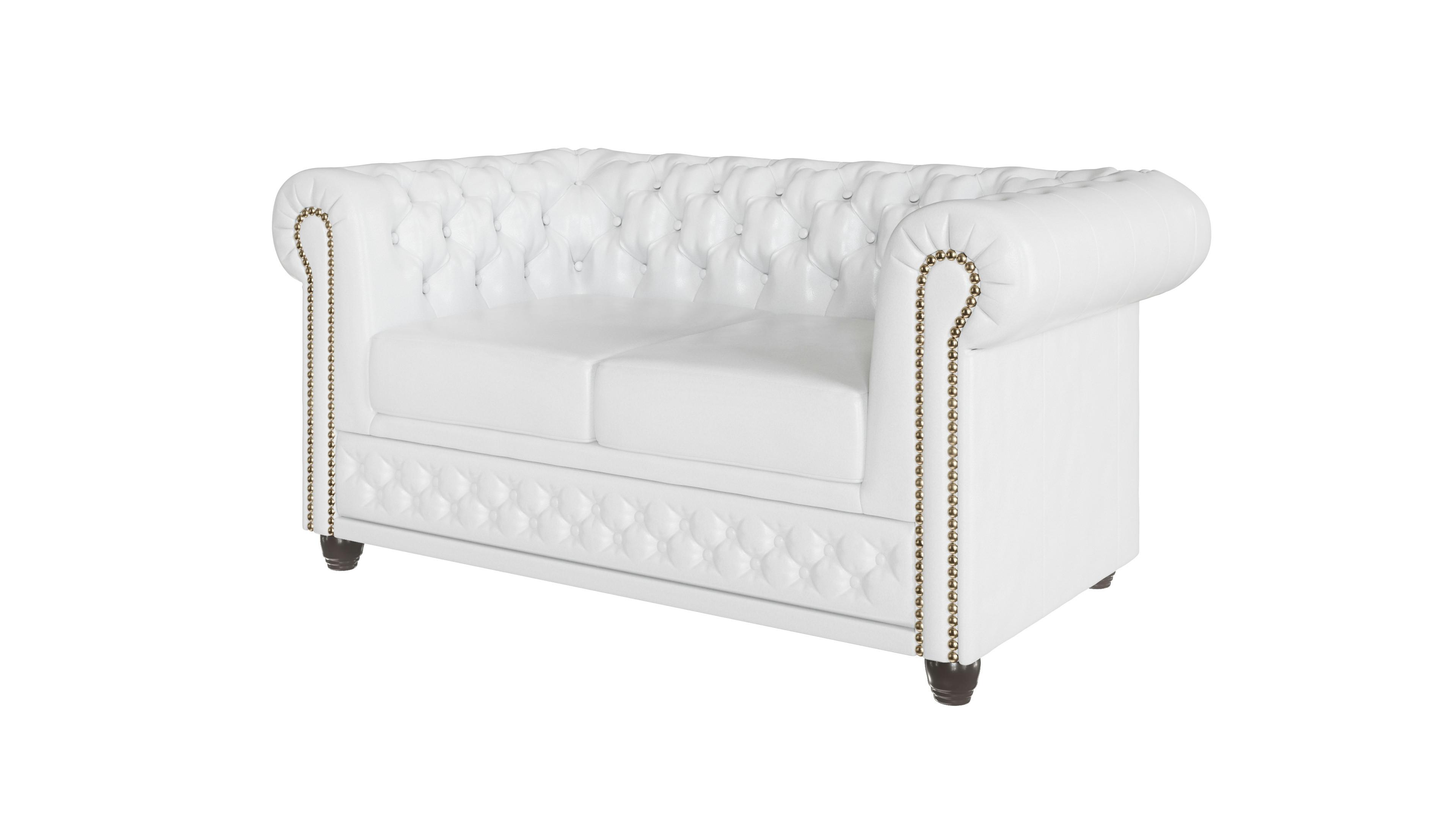 Wohnli Möbelsuche - CHESTERFIELD-SOFA 2-sitzer mit Schlaffunktion Morin Weiß vegan Leder