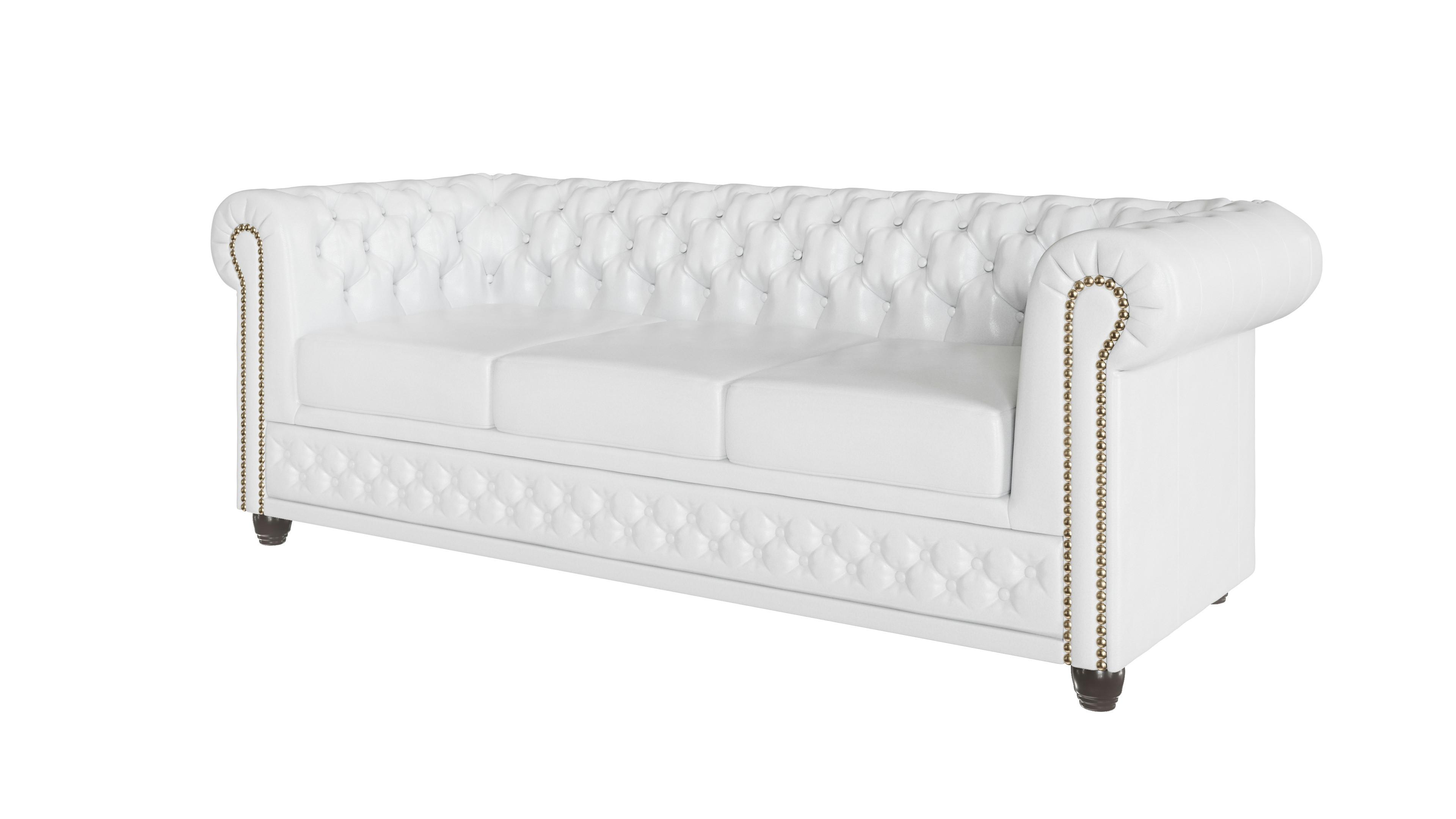 wohnli-moebel-suche-800000662534 Wohnli Möbelsuche - CHESTERFIELD-SOFA 3-sitzer mit Schlaffunktion Morin Weiß vegan Leder
