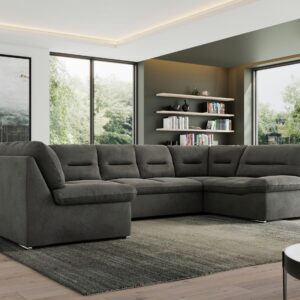 wohnli-moebel-suche-800000663476-1 WOHNLANDSCHAFT MORBIDO U Dunkelgrau Velvet Textil MKS Möbel > Sofas & Couches > Wohnlandschaften > Wohnlandschaften U-Form Grau