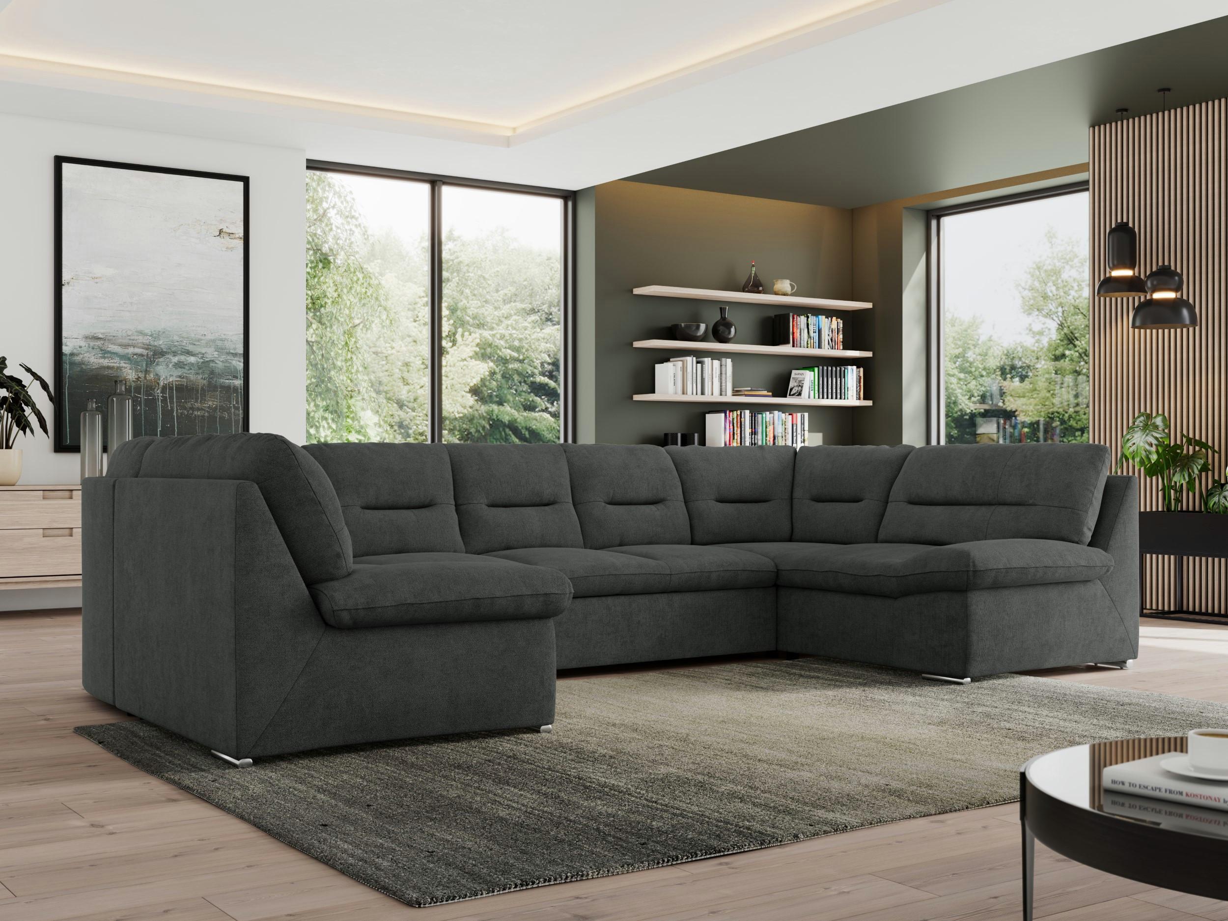WOHNLANDSCHAFT MORBIDO U Dunkelgrau Struktur Textil MKS Möbel > Sofas & Couches > Wohnlandschaften > Wohnlandschaften U-Form Grau