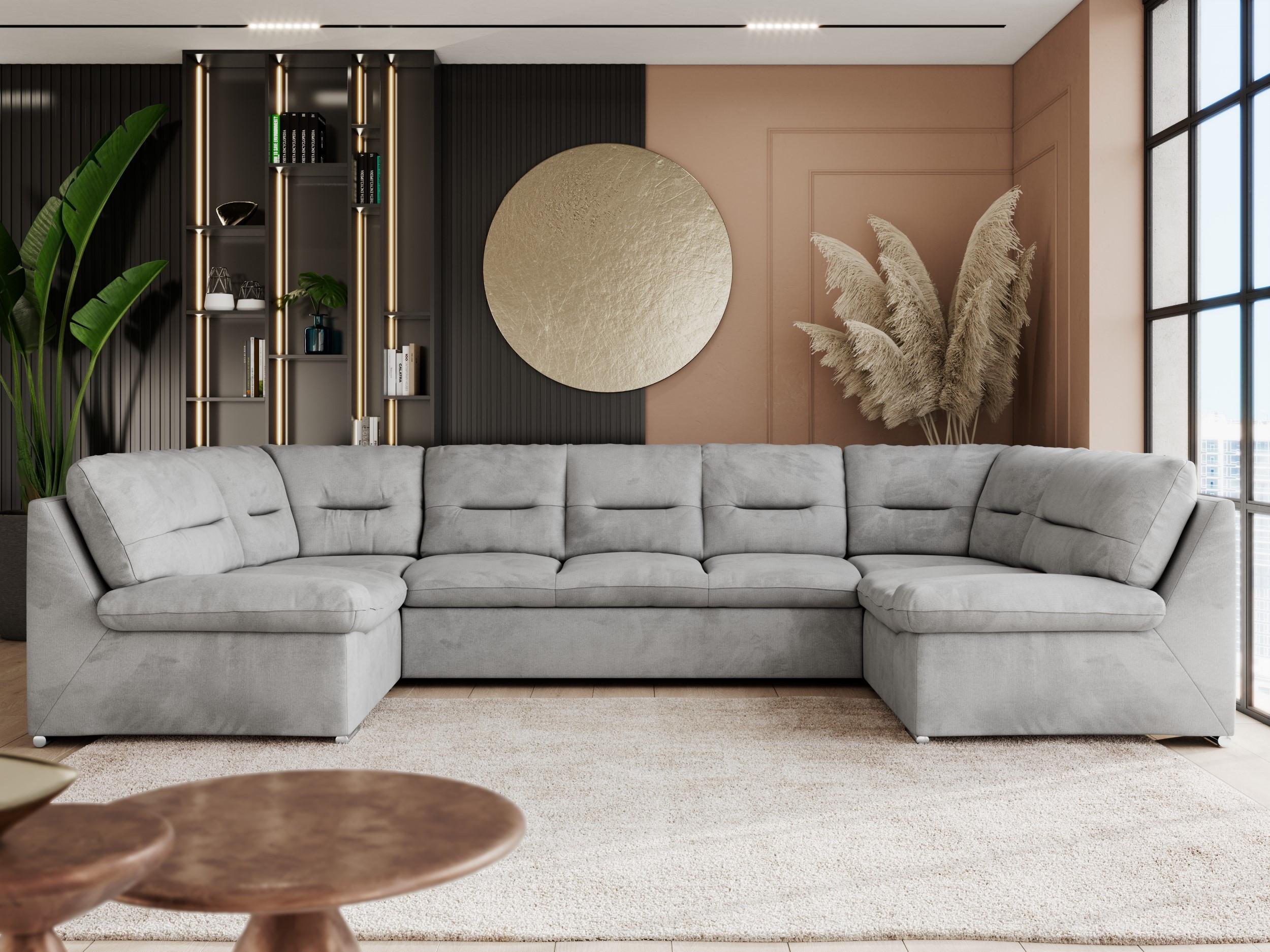 wohnli-moebel-suche-800000664099-1 WOHNLANDSCHAFT COMODO U Hellgrau Velvet Textil MKS Möbel > Sofas & Couches > Wohnlandschaften > Wohnlandschaften U-Form Grau