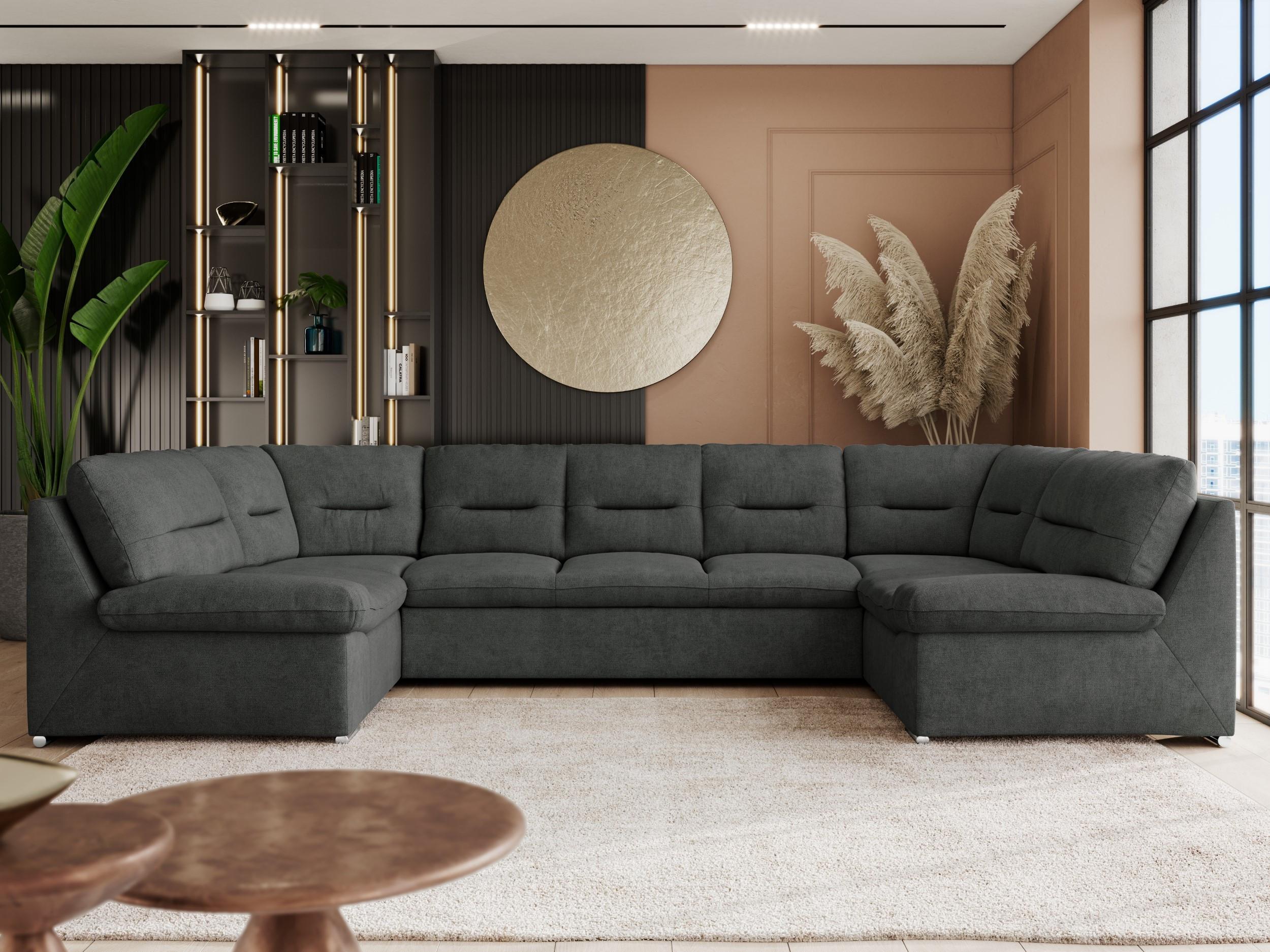 WOHNLANDSCHAFT COMODO U Dunkelgrau Struktur Textil MKS Möbel > Sofas & Couches > Wohnlandschaften > Wohnlandschaften U-Form Grau