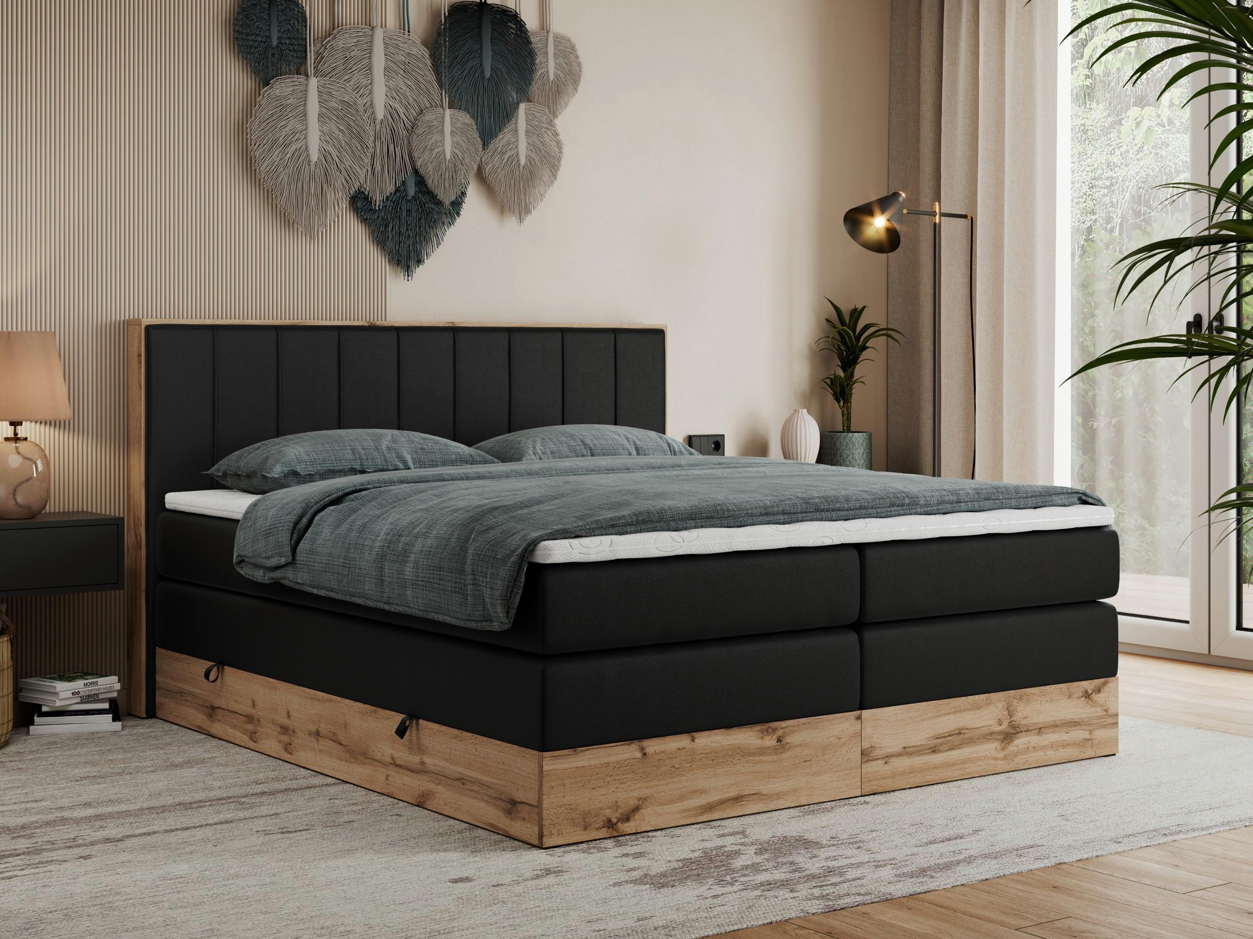BOXSPRINGBETT BELLISSIMO KING 160/200 Schwarz Kunstleder - H4 Textil MKS Möbel > Betten > Boxspringbetten Schwarz