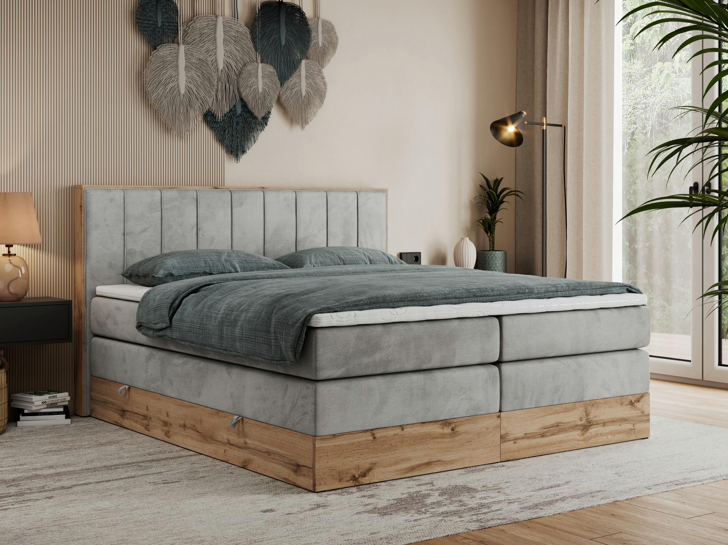 wohnli-moebel-suche-800000664144-1 BOXSPRINGBETT BELLISSIMO KING 200/200 Hellgrau Velvet - H3 Textil MKS Möbel > Betten > Boxspringbetten Grau