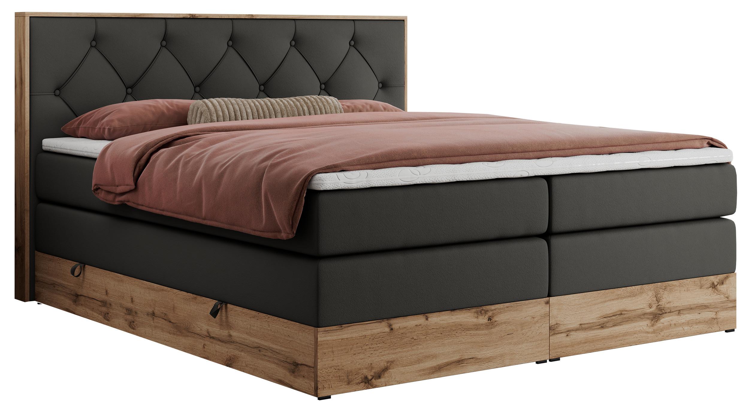 wohnli-moebel-suche-800000664146 Wohnli Möbelsuche - BOXSPRINGBETT VENETO KING 200/200 Dunkelgrau Kunstleder - H3
