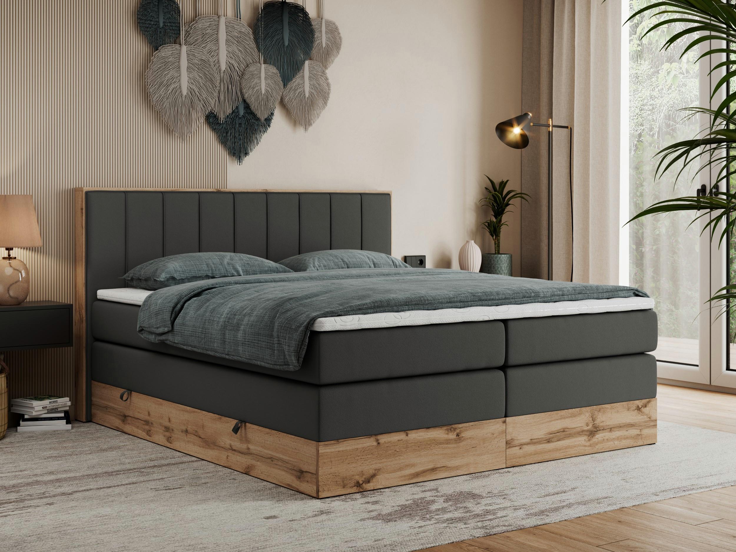 BOXSPRINGBETT BELLISSIMO KING 160/200 Dunkelgrau Kunstleder - H3 Textil MKS Möbel > Betten > Boxspringbetten Grau