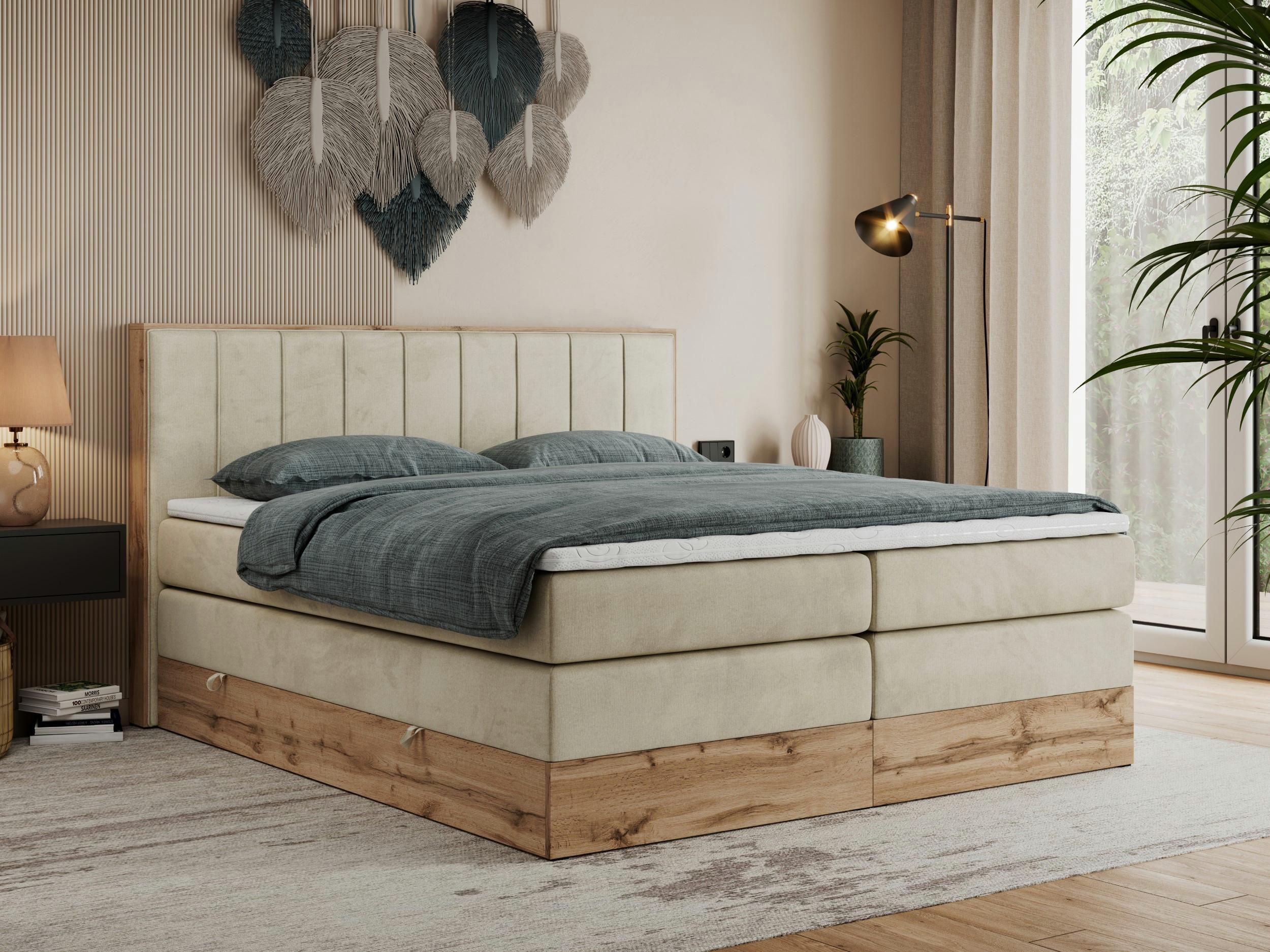 BOXSPRINGBETT BELLISSIMO KING 200/200 Beige Velvet - H3 Textil MKS Möbel > Betten > Boxspringbetten Beige