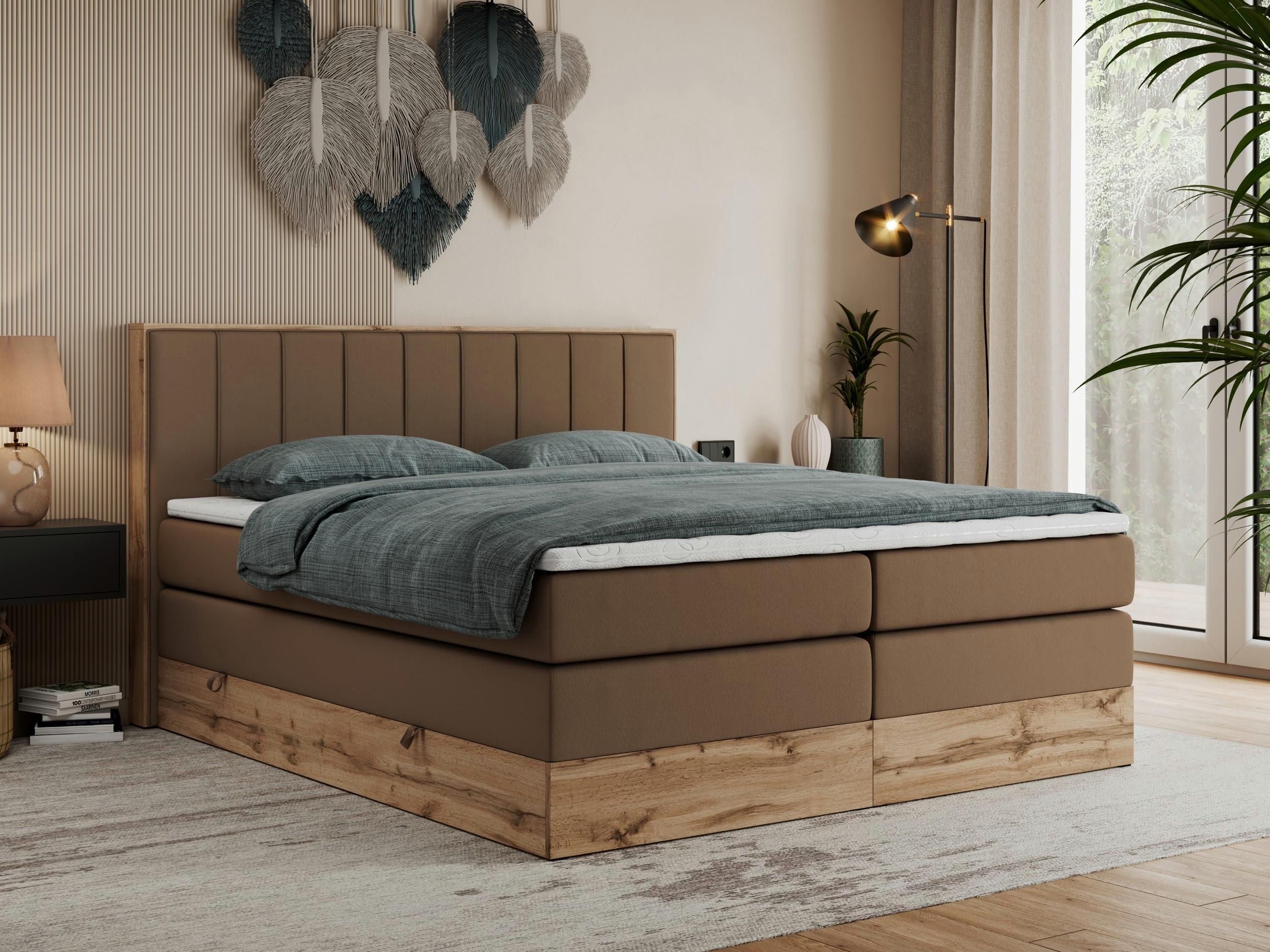 wohnli-moebel-suche-800000664160-1 BOXSPRINGBETT BELLISSIMO KING 200/200 Braun Kunstleder - H4 Textil MKS Möbel > Betten > Boxspringbetten Braun