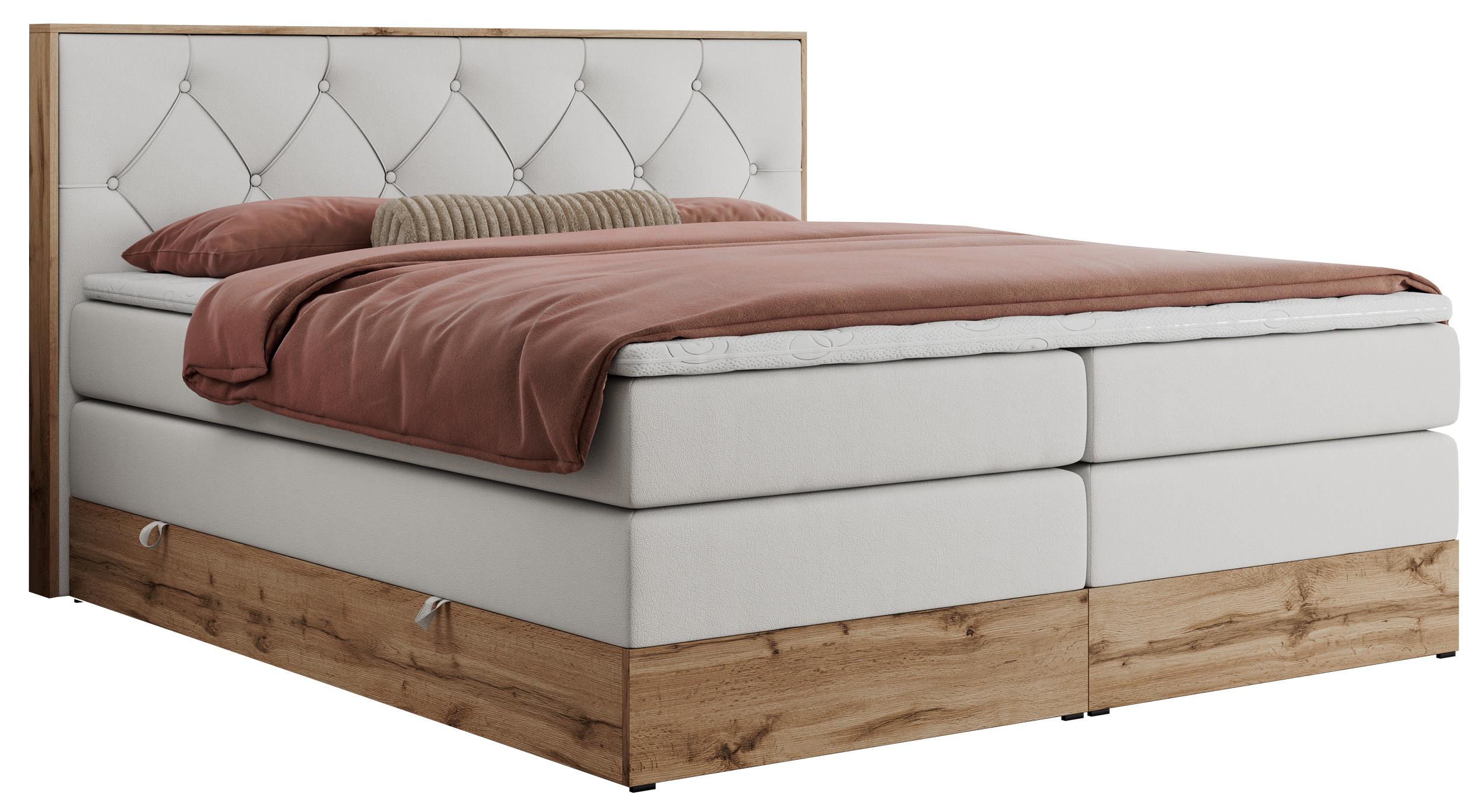 Wohnli Möbelsuche - BOXSPRINGBETT VENETO KING 200/200 Weiß Kunstleder - H3