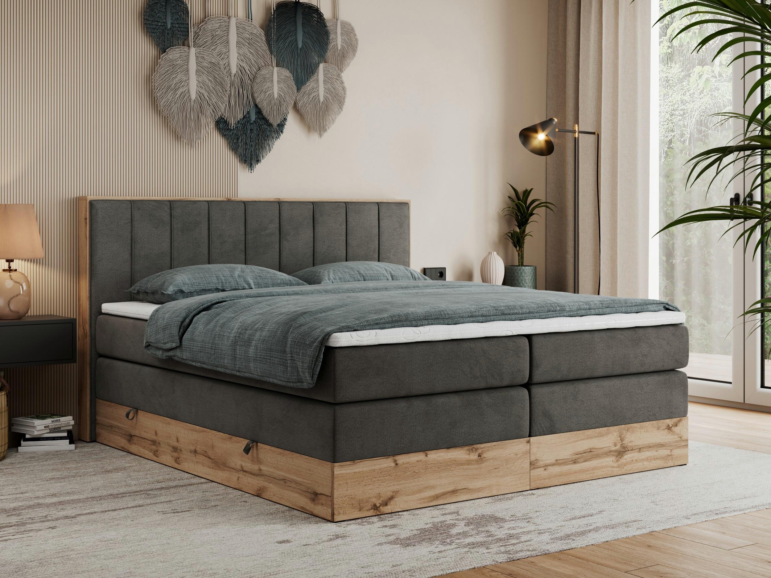 wohnli-moebel-suche-800000664169-1 BOXSPRINGBETT BELLISSIMO KING 180/200 Dunkelgrau Velvet - H3 Textil MKS Möbel > Betten > Boxspringbetten Grau