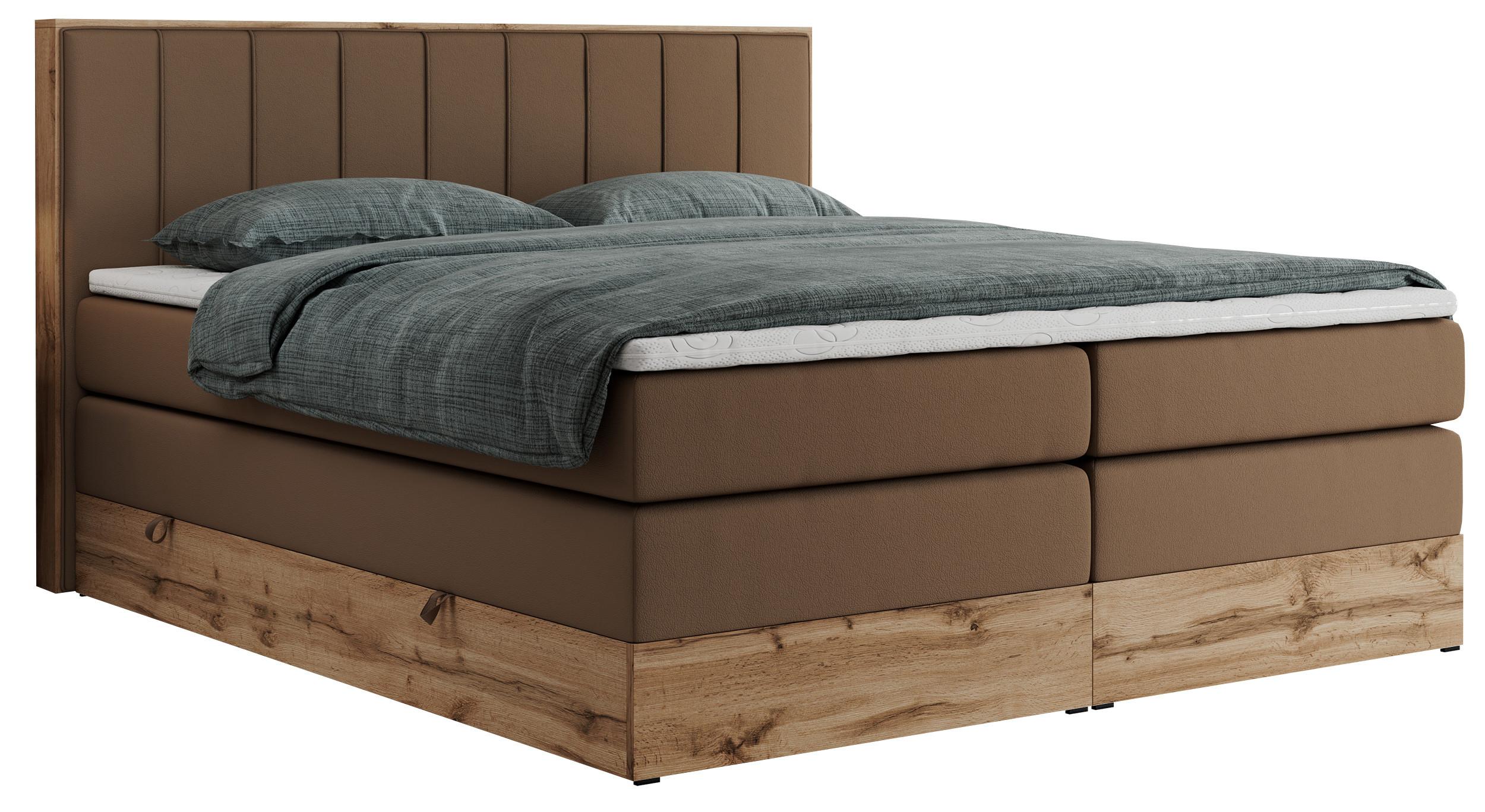 wohnli-moebel-suche-800000664181 Wohnli Möbelsuche - BOXSPRINGBETT BELLISSIMO KING 160/200 Braun Kunstleder - H4