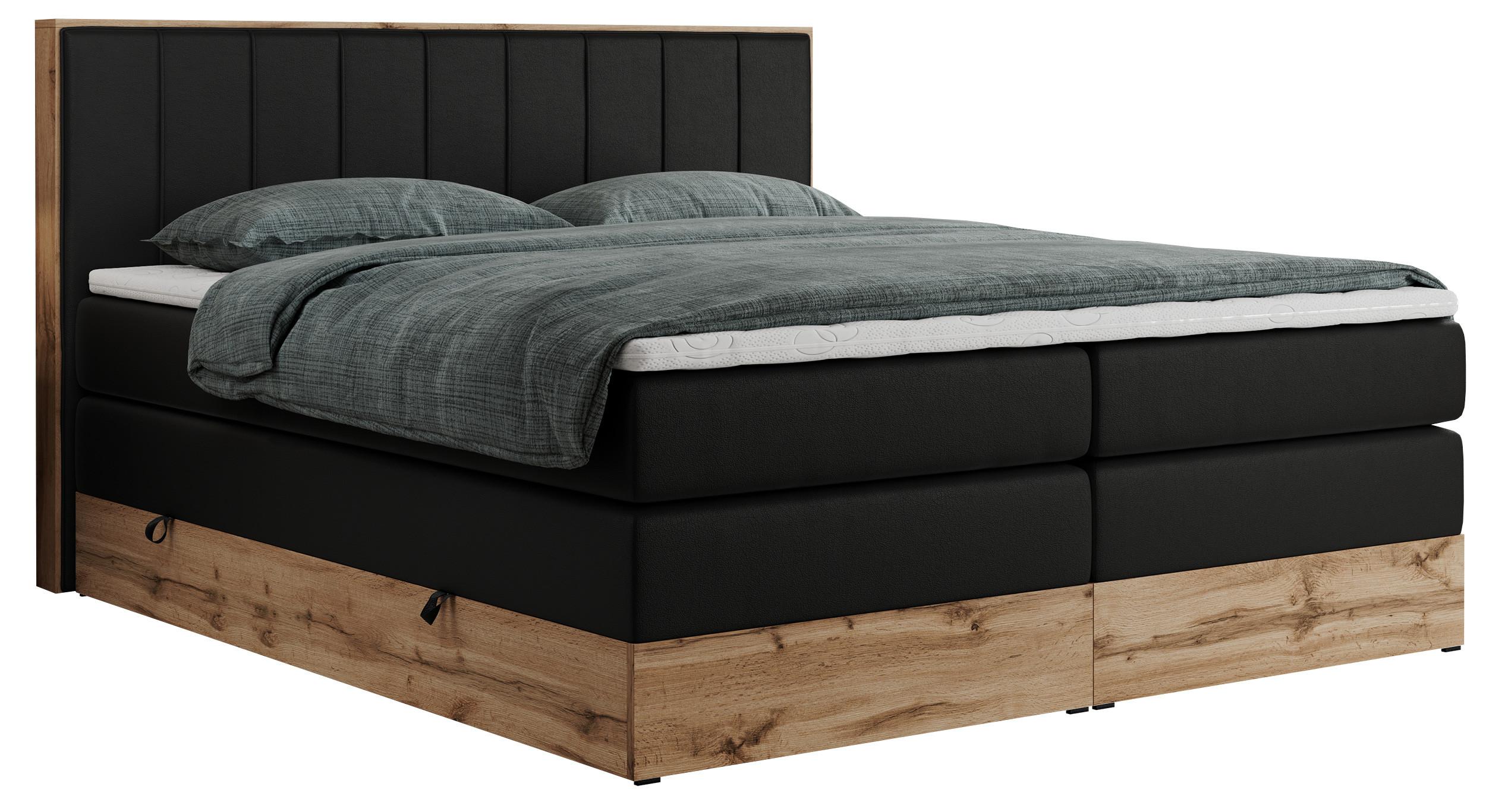 wohnli-moebel-suche-800000664206 Wohnli Möbelsuche - BOXSPRINGBETT BELLISSIMO KING 200/200 Schwarz Kunstleder - H4