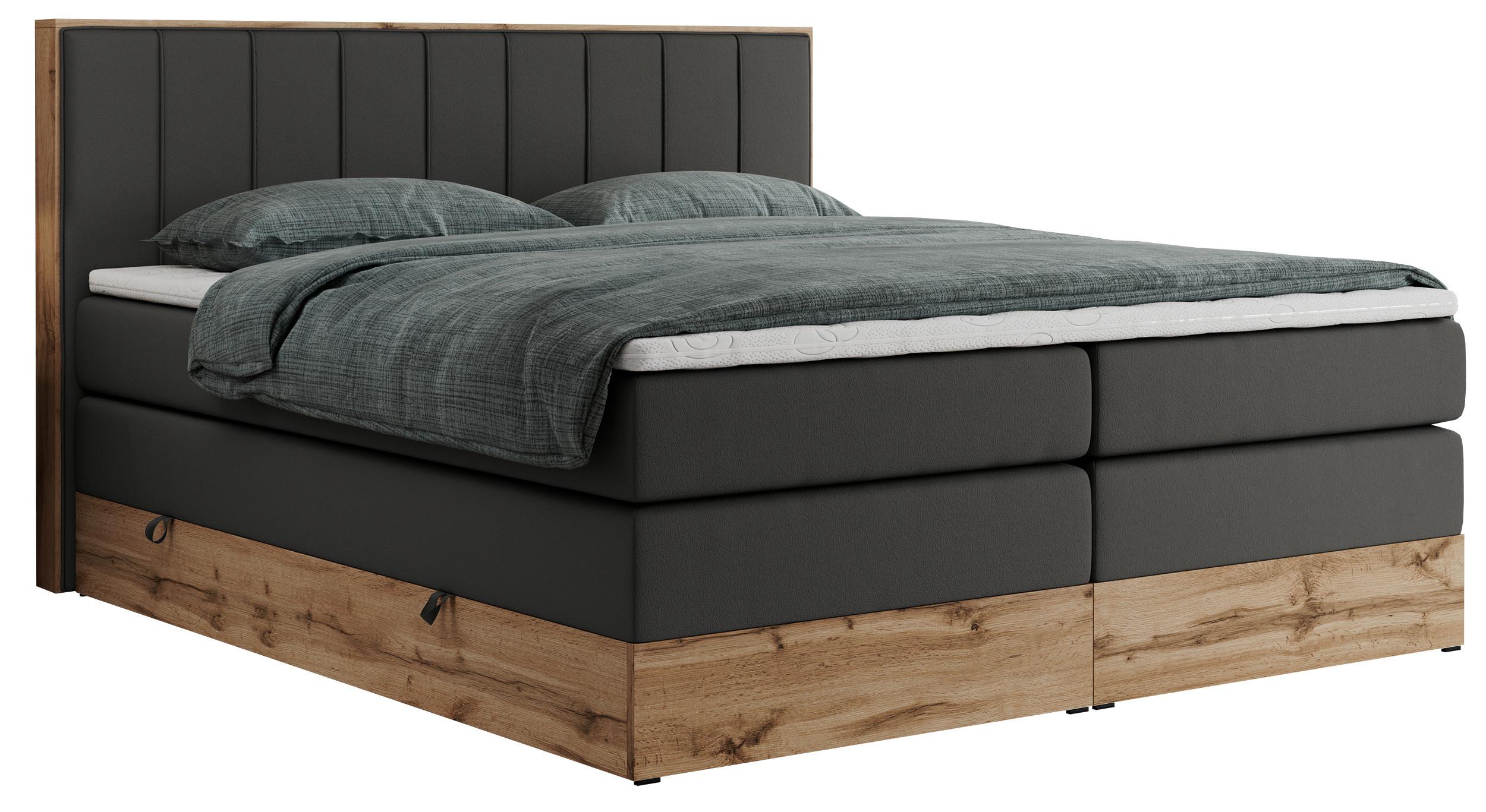 wohnli-moebel-suche-800000664210 Wohnli Möbelsuche - BOXSPRINGBETT BELLISSIMO KING 200/200 Dunkelgrau Kunstleder - H4