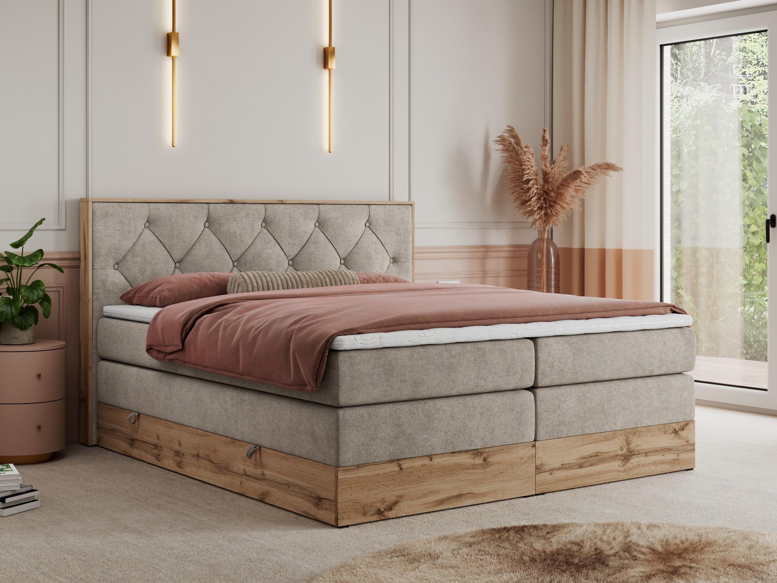 wohnli-moebel-suche-800000664211-1 BOXSPRINGBETT VENETO KING 200/200 Beige Struktur - H4 Textil MKS Möbel > Betten > Boxspringbetten Beige