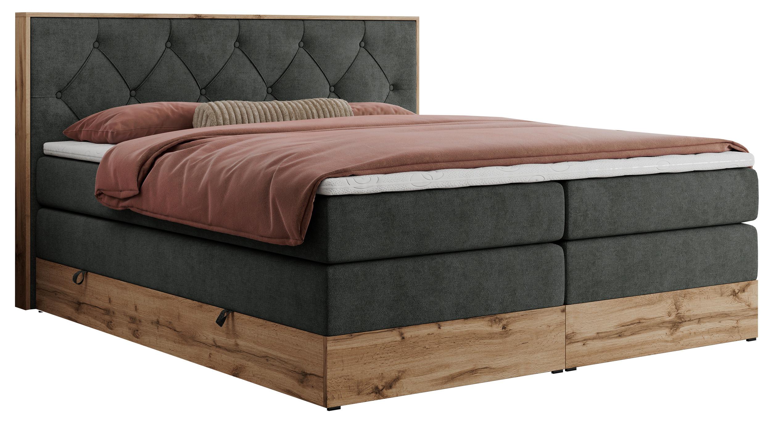 wohnli-moebel-suche-800000664238 Wohnli Möbelsuche - BOXSPRINGBETT VENETO KING 200/200 Dunkelgrau Struktur - H3
