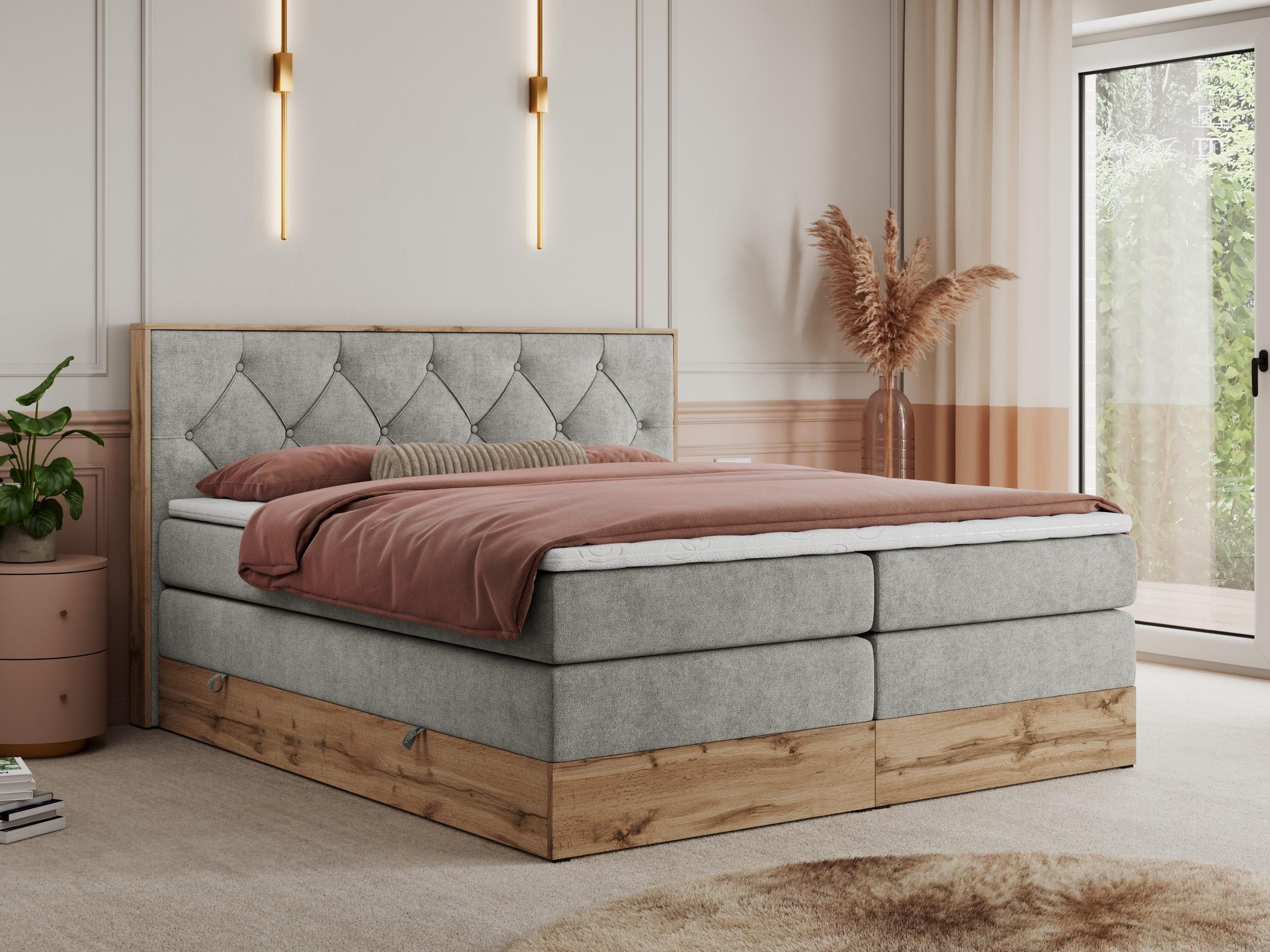 wohnli-moebel-suche-800000664248-1 BOXSPRINGBETT VENETO KING 140/200 Hellgrau Struktur - H3 Textil MKS Möbel > Betten > Boxspringbetten Grau